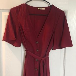 Midi ruffled wrap dress